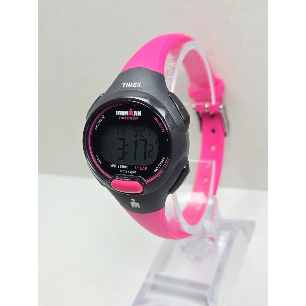 Timex Ironman Triathlon 10 Lap Womens Watch Pink Purple Indiglo New Battery